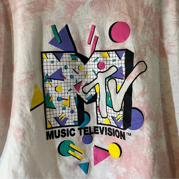 MTV Girls Tie Dye T Shirt Small Retro Graphic Short Sleeve Colorful Music Top - Picture 3 of 4